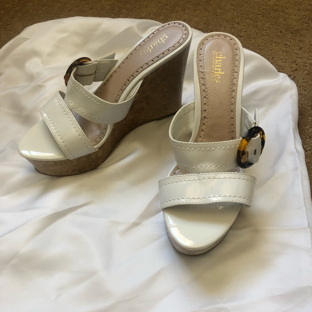 Charles by Charles David White  Wedge Sandals